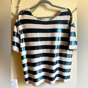 Silence + Noise Sequin Striped Tee – Runs Oversized (Tagged XS)